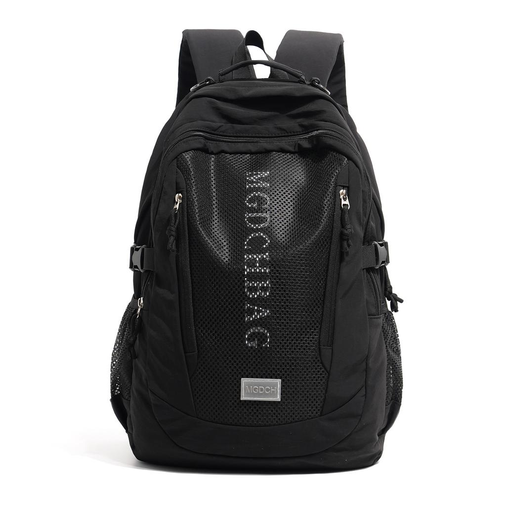 Schoolbag, simple backpack, unisex, Korean style middle school backpack, large capacity travel backpack, collegiate style laptop bag, casual bag