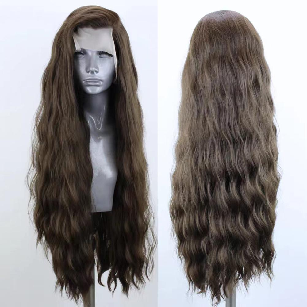 AIMEYA Platinum Wigs for Women Mix Blonde Synthetic Lace Front Wig Black Long Natural Wave Synthetic Hair Wig Daily Use Cosplay