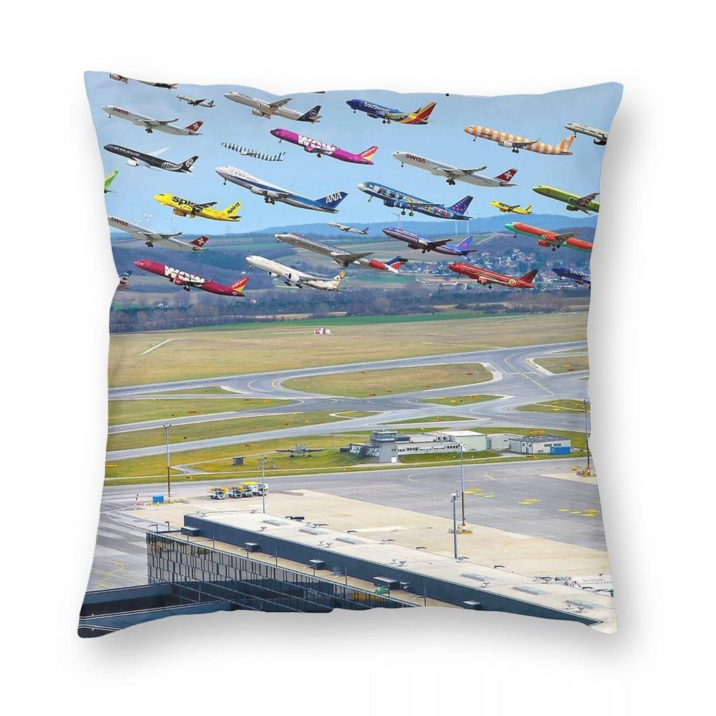 Подушка-наволочка с принтом Самолет Лайнер Взлет Таймс-сквер Полиэстер Лен Бархат Креативная Молния Декор Чехол для Подушки Домашний x