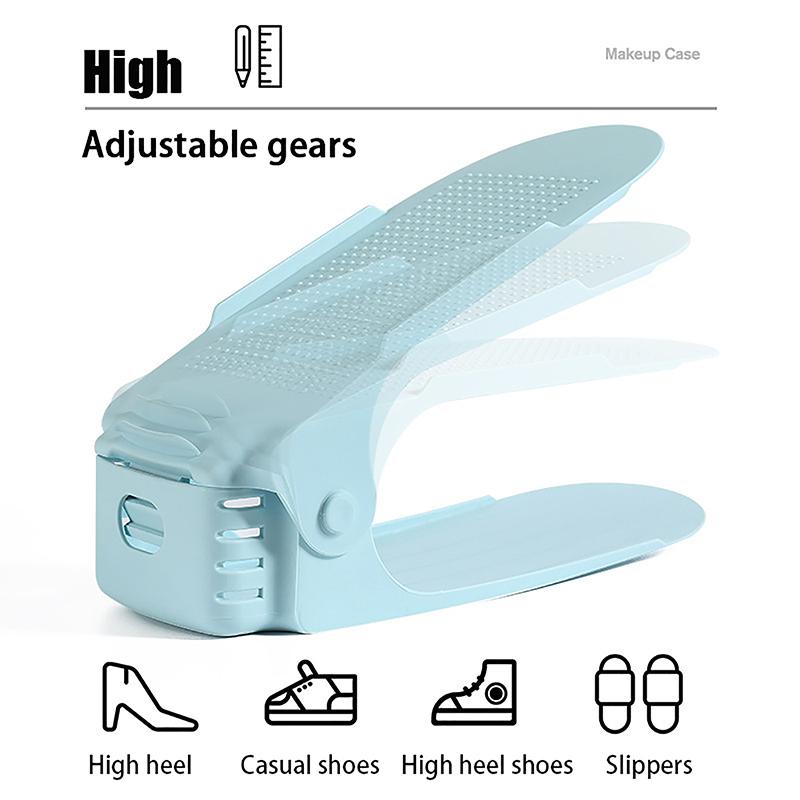 Регулируемая полка для обуви с двойной толстым дном, многоуровневый лоток для обуви, экономящий место в доме, органайзер для обуви, полки для обуви