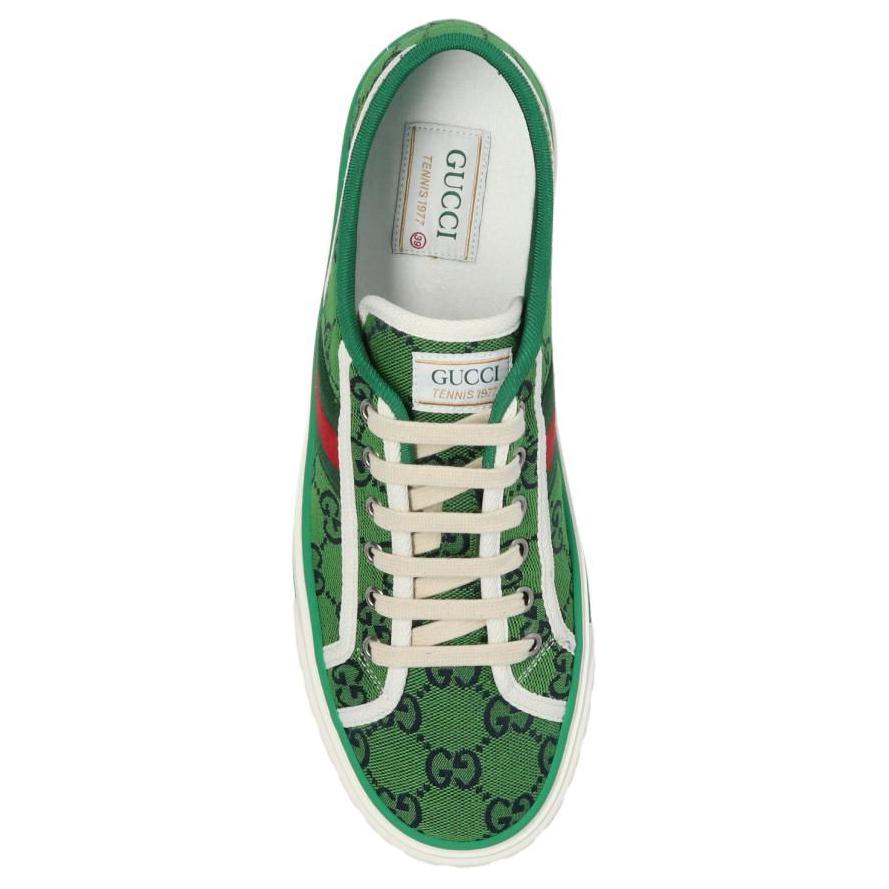 GUCCI Tennis 1977 Low top Stylish Skateboarding Shoes Women's Green 663680 2UZ80 3362