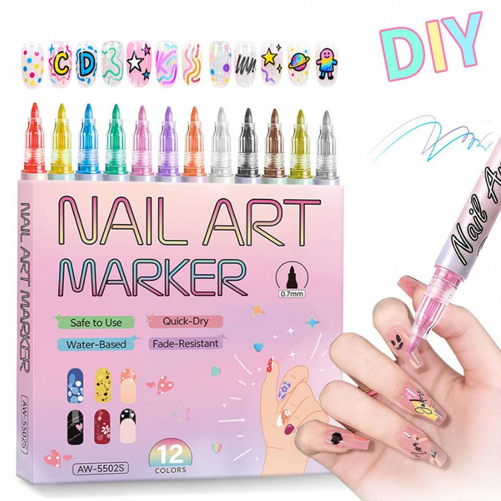 Nail Pen, Painting And Outlining Pen, 0.7mm Nail DIY Quick-drying Pen, Colorful Painting And Outlining Nail Pen,30ML