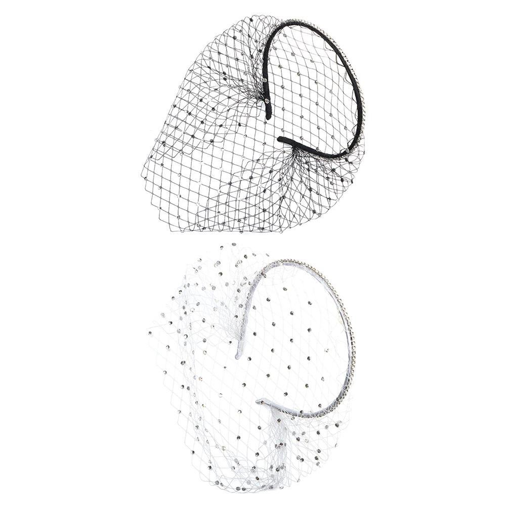 Черная сетчатая маска для лица, свадебная фата для невест, вуаль Birdcage, румяна, белая повязка на голову