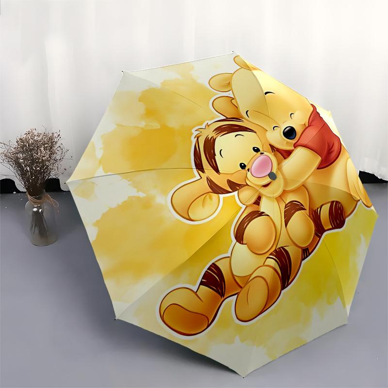 Winnie-the-Pooh, Tigger Automatic Opening and Closing Umbrella, Compact Travel Umbrella, Lightweight and Portable, Suitable for Beach Commut