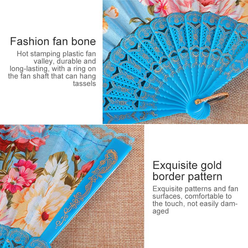 1 шт. Фотореквизит Классический реквизит для выступлений Эстетическая красота Складной веер Модный пионный кружевной веер