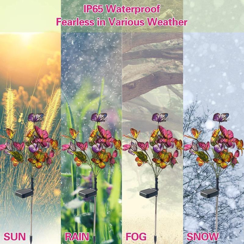 1 шт. Солнечные садовые светильники, наружные водонепроницаемые декоративные солнечные светильники, светильники в виде цветка-бабочки