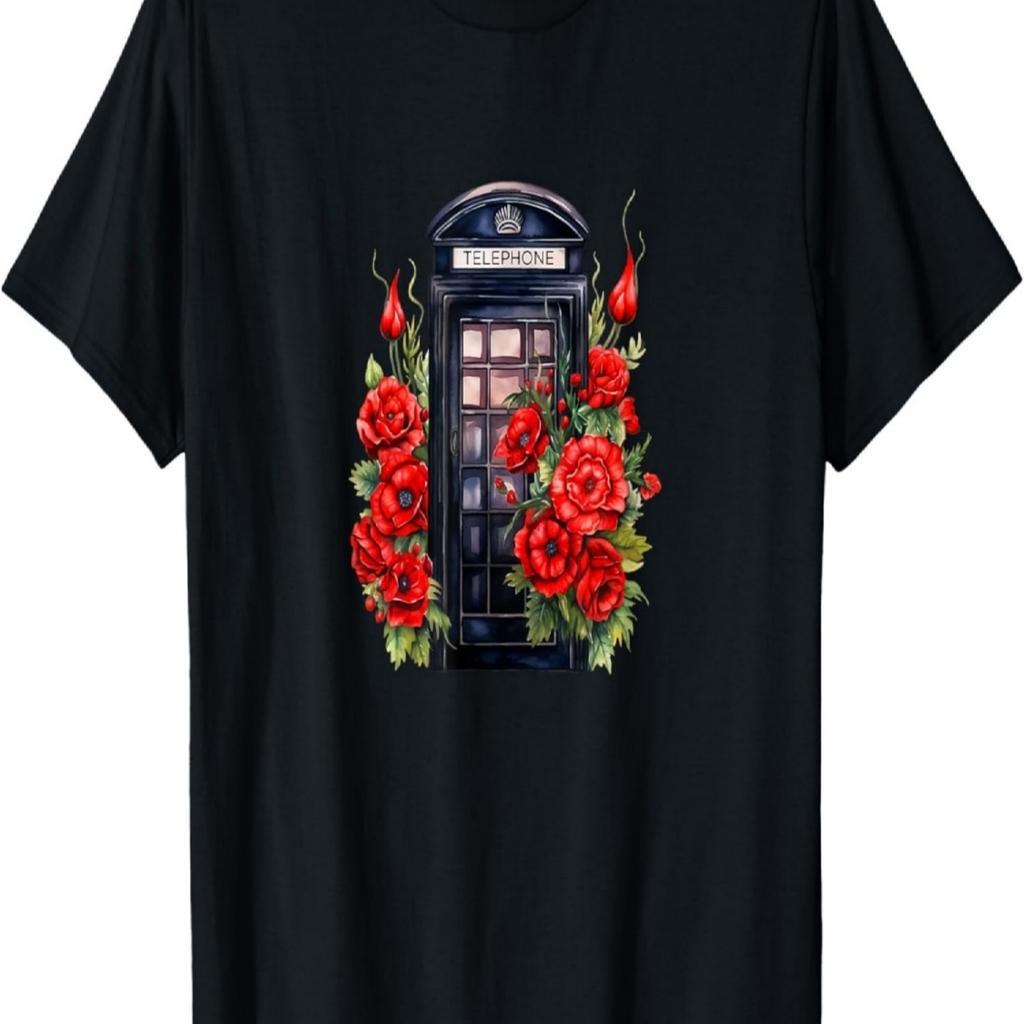 Retro T-Shirt with Telephone Box Motif T-Shirt