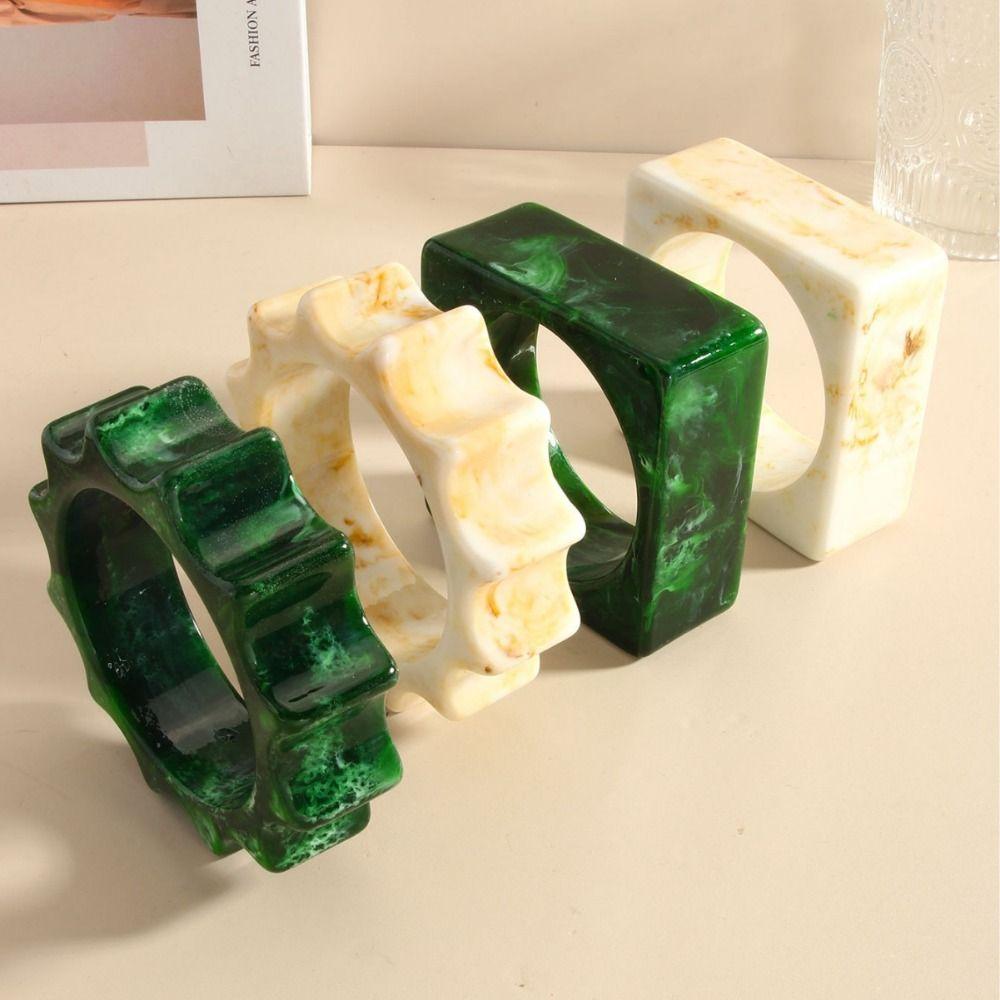 Wave Chunky Bracelets Geometric Retro Hand Ring Wide Resin Bracelet Bangles Jewelry Accessories