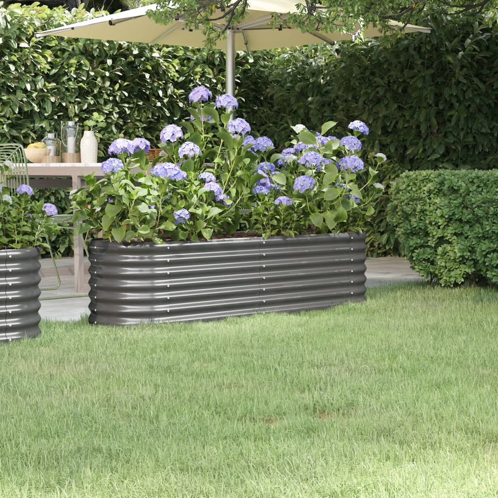 Raised Garden Bed Galvanized Steel 152 x 40 x 36 cm Gray