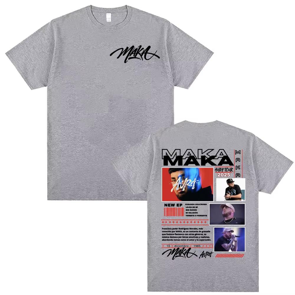 Rapper Maka Aura Tour Album 2025 T Shirts for Unisex Women Vintage Harajuku Street Tshirt Casual Cotton T Shirt Clothing Tops