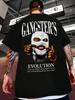 Футболка с принтом GANGSTERS Мужская футболка Летняя повседневная футболка с коротким рукавом Подходит для Дня независимости