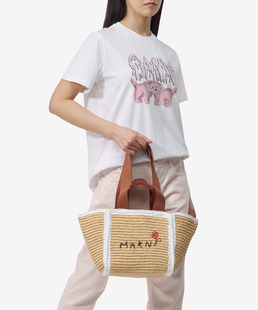Marni Small Raffia Shopper Tote Bag - Natural:White:Rust / Shmp0121L0P6769Zo761