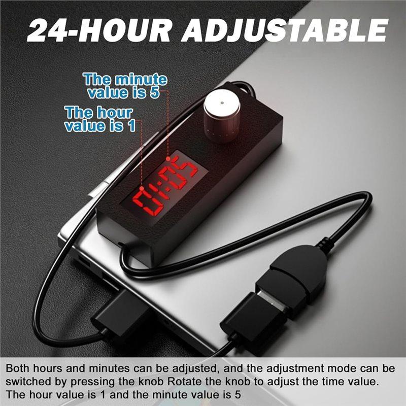 ABBP-Упаковка из 2 шт. 5 В 2 А USB-розетка с таймером, кабель: USB-кабель-таймер с обратным отсчетом, регулируемый на 24 часа и функция автоматического отключения