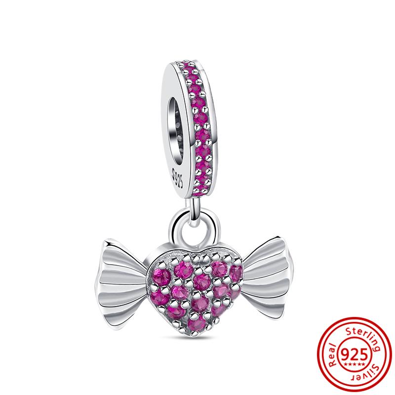 Подходят оригинальные подвески браслет DIY ювелирные изделия 100% стерлингового серебра S925 пробы красное муранское стекло циркон яблоко вишня корона сердце бусины