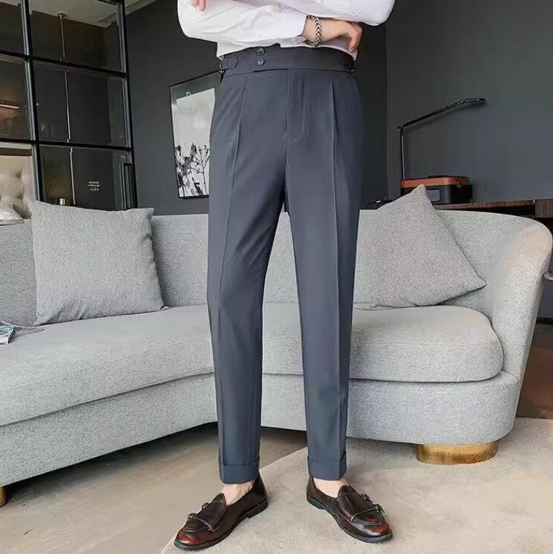 "Мужские брюки от костюма 'Неаполь' с высокой посадкой": Универсальный, Модный Бизнес-кэжуал, Британский стиль, Приталенный крой"