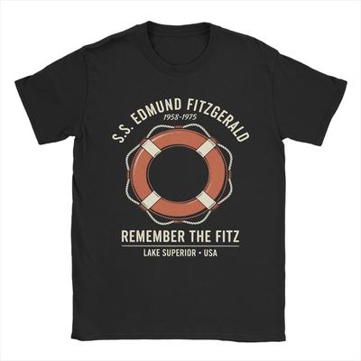 Футболка NOV-40 SS Edmund Fitzgerald Озеро Летняя Мужская Чистый Хлопок Круглый Вырез 4XL 5XL 6XL Футболки Короткий Рукав Эстетичные Топы