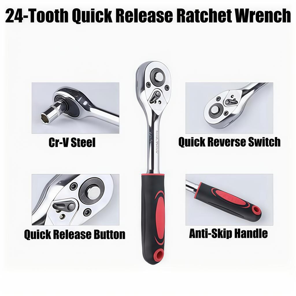 Набор из 12 штук инструментов для ремонта автомобилей, большой трещоточный ключ 1/2, набор быстросъемных торцевых ключей с установленным трещоточным инструментом