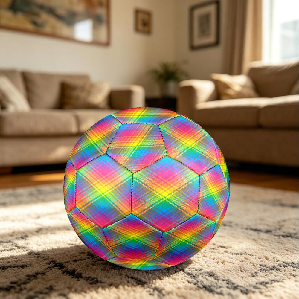 1pc Rainbow Plaid Size 5 Soccer Ball Professional Match Training Football Indoor &Outdoor Sports Ball Lightweight Durable m6551