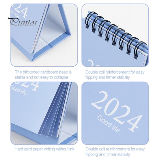 Мини-настольный календарь Спиральная катушка Запись даты переворачивания страниц 12-месячный календарь для планирования Журнал событий Портативная книга-план в простом стиле Год