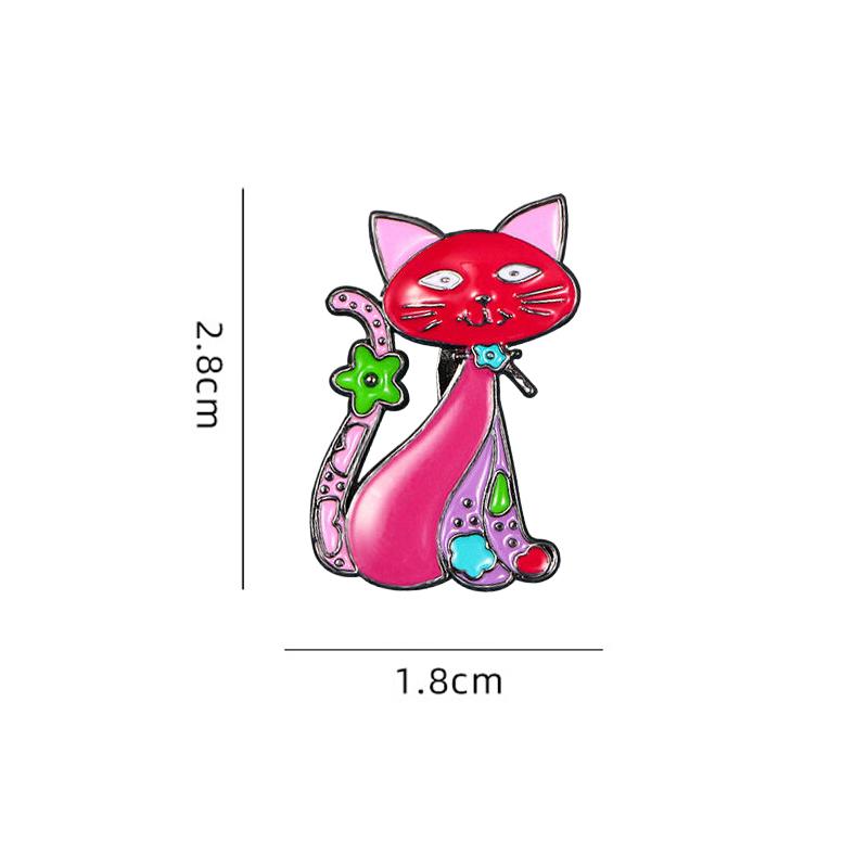 1 Pc Cute Oil Dripping Cat Brooch Cartoon Kitten Brooch Anti Walking Light Diamond Cat Brooch