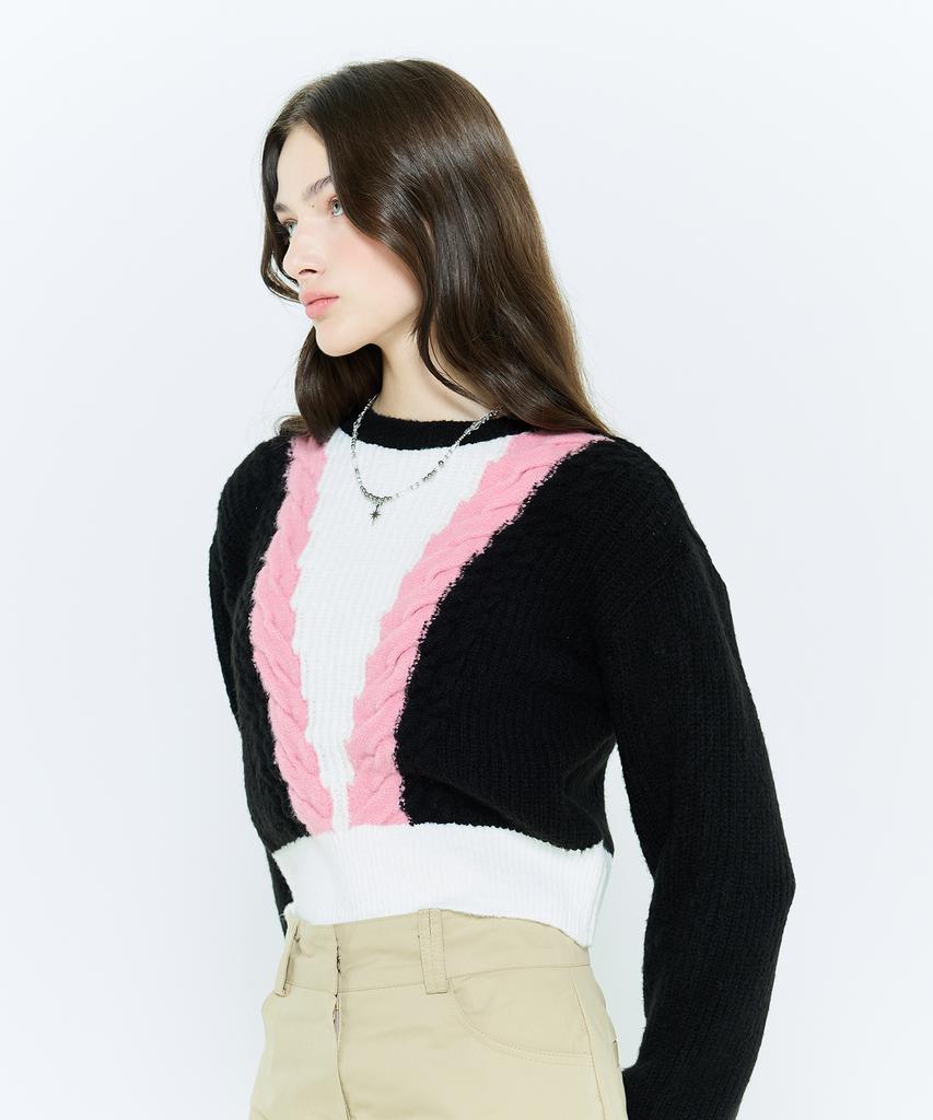 LARTIGENT L6 Cable Color Knit(Pink)