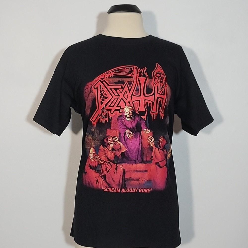 DEATH Scream Кровавый Ужас XL Футболка Черная Мужская Логотип Группы Унисекс Футболка