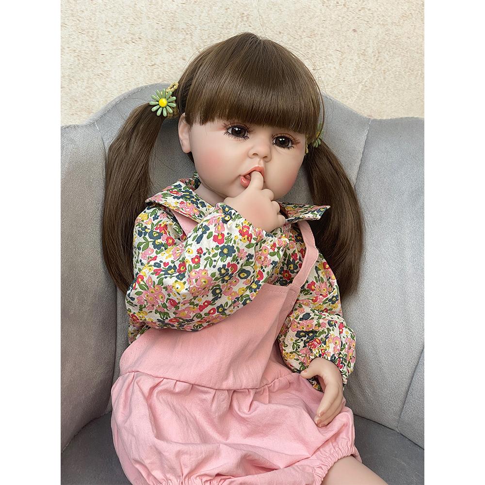 55cm Realistic Baby Reborn Whole Silicone Body Vinyl Doll Stand Girl Newborn Baby Princess Baby Girl Doll Gifts For Kid