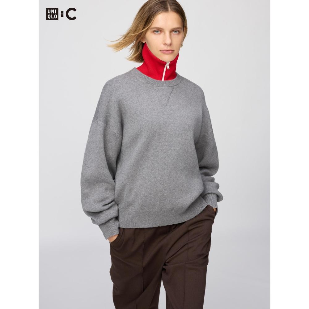 Uniqlo Японский гладкий хлопковый свитер с круглым вырезом