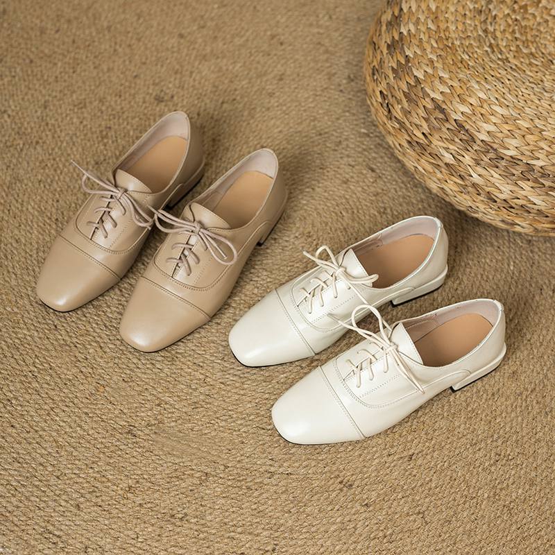 Туфли Krazing Pot из коровьей кожи с квадратным носком, размер 43, толстые низкие каблуки, модные офисные женские туфли с глубоким носком, осенние туфли-лодочки