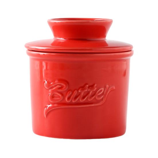 Ceramics Butter Crock with Lid French Butter Dish Keeper Counter Spreadable Soft Butter Container Storage Jar