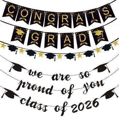 Выпускной сезон Вечеринка Украшение Баннер Поздравляем Выпускник Школьный выпускной Встреча выпускников Композиция La Flower