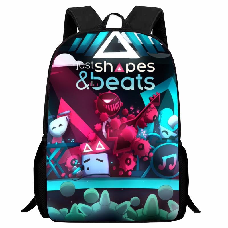 Школьная сумка с принтом «Ритм фигур» Just Shapes & Beats, Мультяшный активный рюкзак для мужчин и женщин
