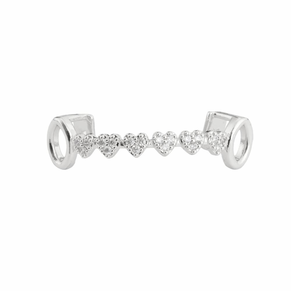rhinestone Charm Teeth Grillz Double Glossy Love Drill Braces Men Women Jewelry Tooth Socket