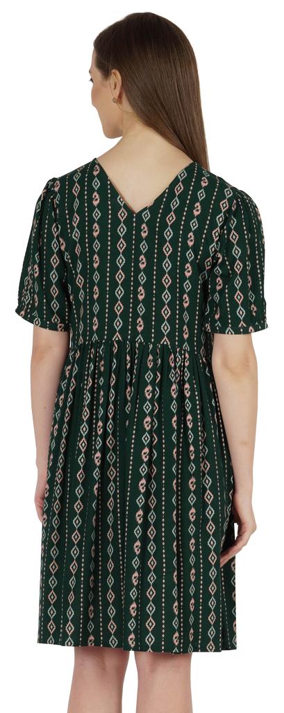 Bimba Printed Summer Shift Dress For Women V Neck Short Dress W  Pockets Western Midi