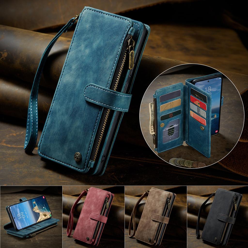 Чехлы для телефона Samsung Galaxy S26 Ultra со шнурком CASEME C30 на молнии с держателем для нескольких карт Обложка из ПУ кожи