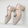 Jisyu Melmo Cowhide Chunky Heel Punching Slingback 5cm