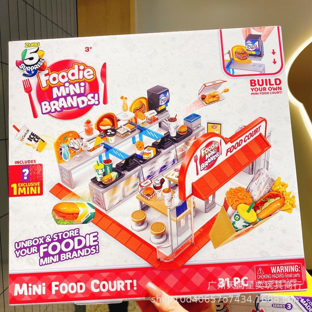 Zuru 5 Surprise Foodie Mini Brands Мини-фудкорт Набор из 31 предмета Построй свой собственный продуктовый магазин С эксклюзивным брендом Игрушка Подарочный набор