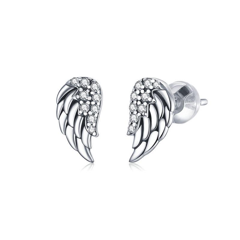 BAMOER 925 Sterling Silver Wing Hoop Earrings for Women Men 925 Sterling Silver Hypoallergenic Huggie Earrings for Sensitive Ear