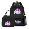 3Pcs/set Cartoon K-Pop Printed Backpack with Handbag Pencil Case for Teenager Student Boy Girl Schoolbag Bookbag Large Capacity Travel Bag Mochila
