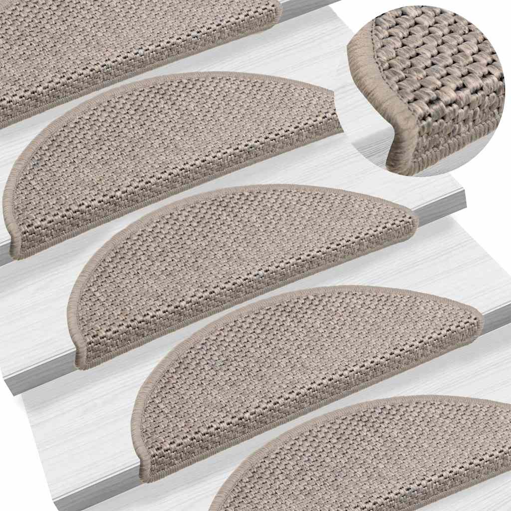 Self Adhesive Stair Treads Sisal Look 15 pcs 56 x 17 x 3 cm Silver