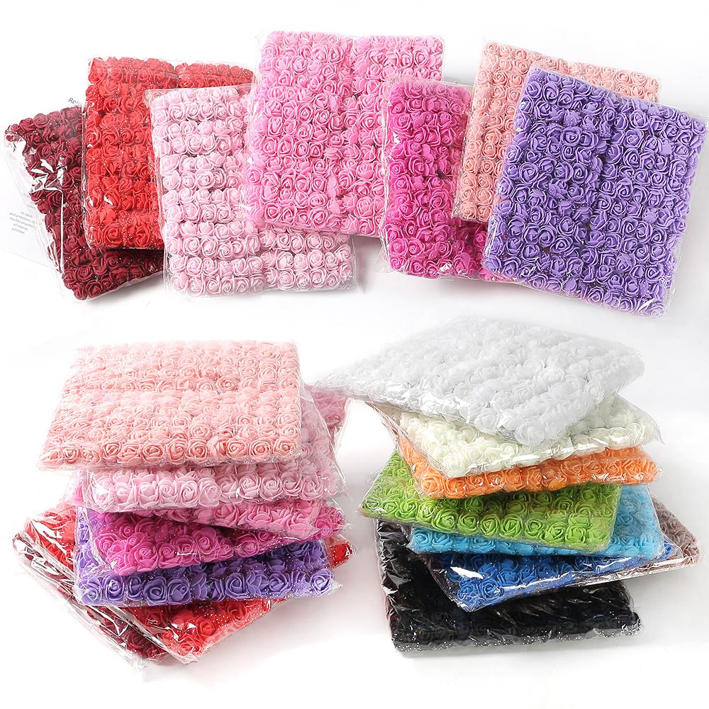 96 шт. Мини Роза Искусственные Цветы Букет 7,5 см Пена Искусственные Цветы Свадебное Украшение для Дома Комнатный Декор DIY Подарки Аксессуары