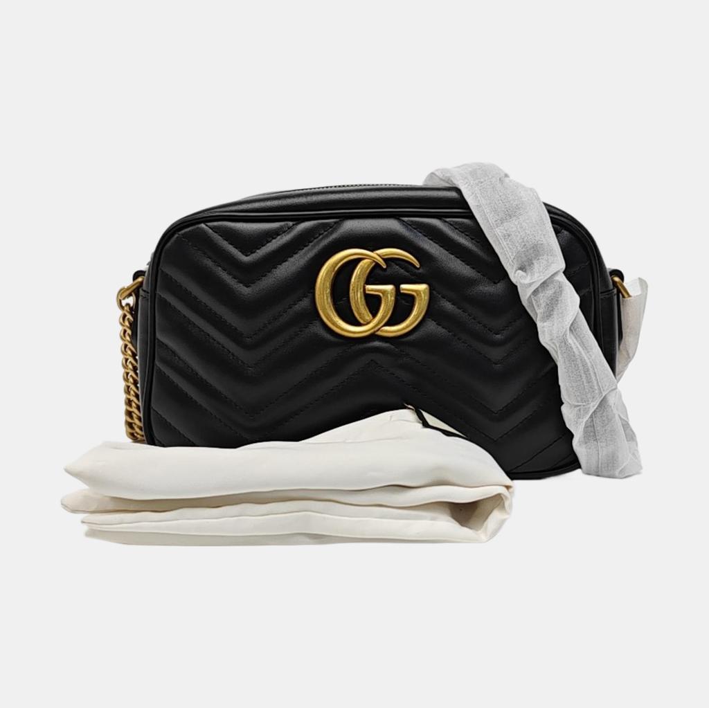 [Pre-Owned] Gucci GG Marmont Small Matelassé Shoulder Bag 'Black' - Excellent #Y6ZMAW