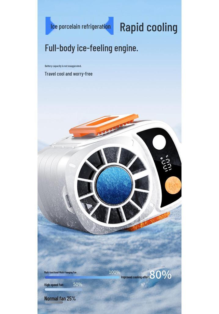 Portable 6000mAh Cross-body Waist Fan with Ice Pack for Outdoor and Construction Use - 2025 Model