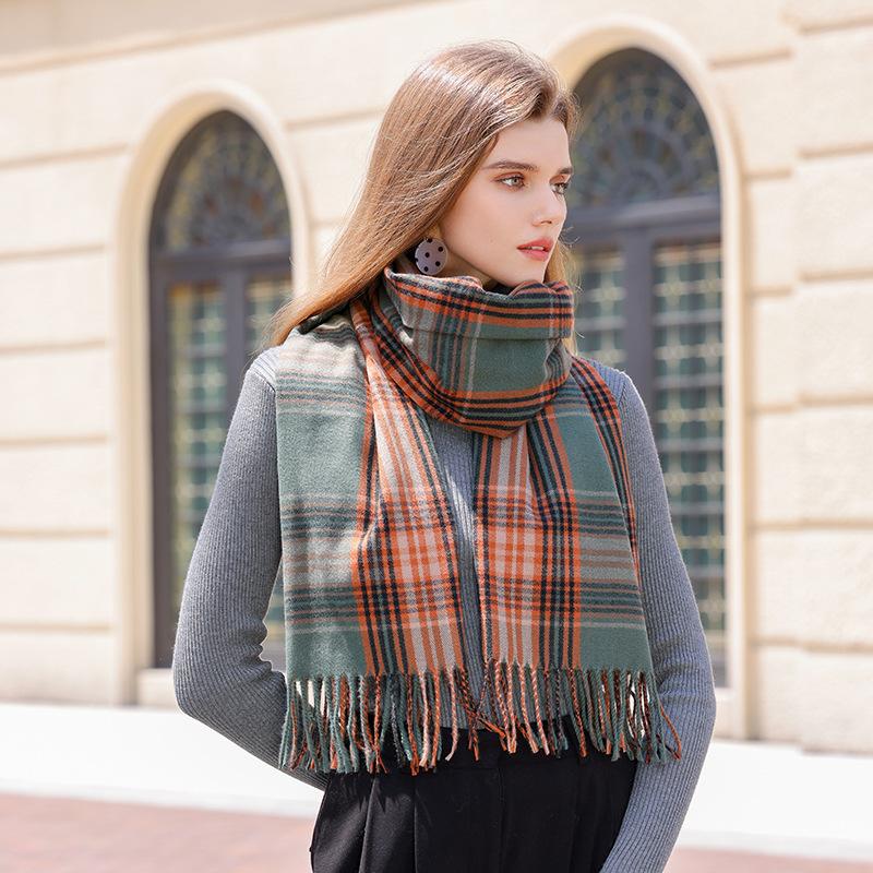 Thick Winter Warm Scarf New Women Plaid Design Pashmina Shawls Cashmere Shawl Lady Wrap Tassel Scarves Knitted