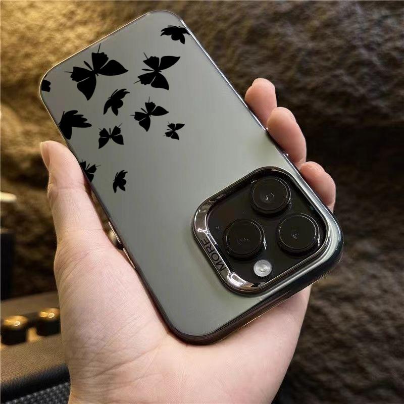 Для iPhone 15 Pro 16 Plus 14 Pro Max 13 12 11 X XS XR 7 8 SE Ударопрочный Рисунок Бабочка Защита объектива Покрытие Чехол