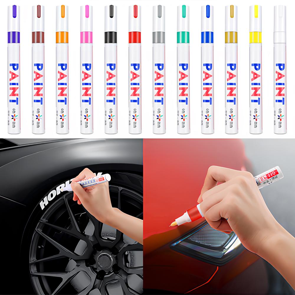 12 Colors Paint Marker Pen Fade-proof Car Tyre Tire Tread CD Metal Permanent Paint Marker Graffti Oily Macador Caneta Stationery