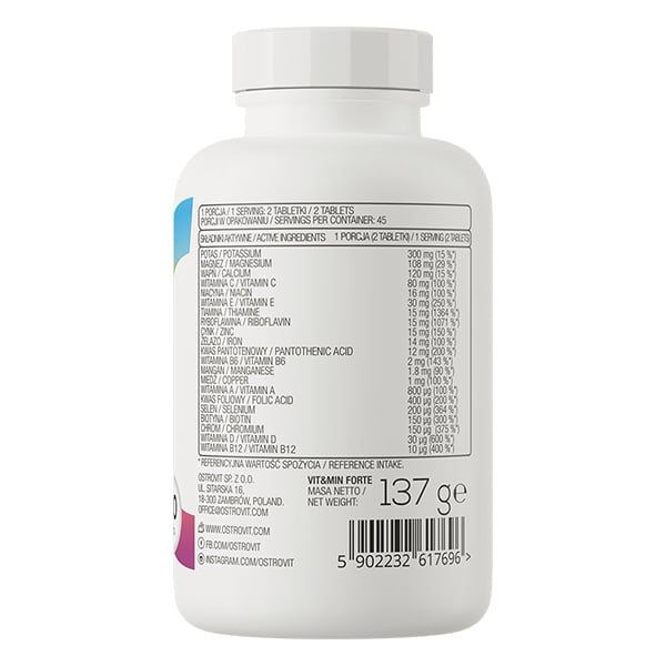 Комплекс Витаминов, Vit & Min Forte, Ostrovit  (36250013)