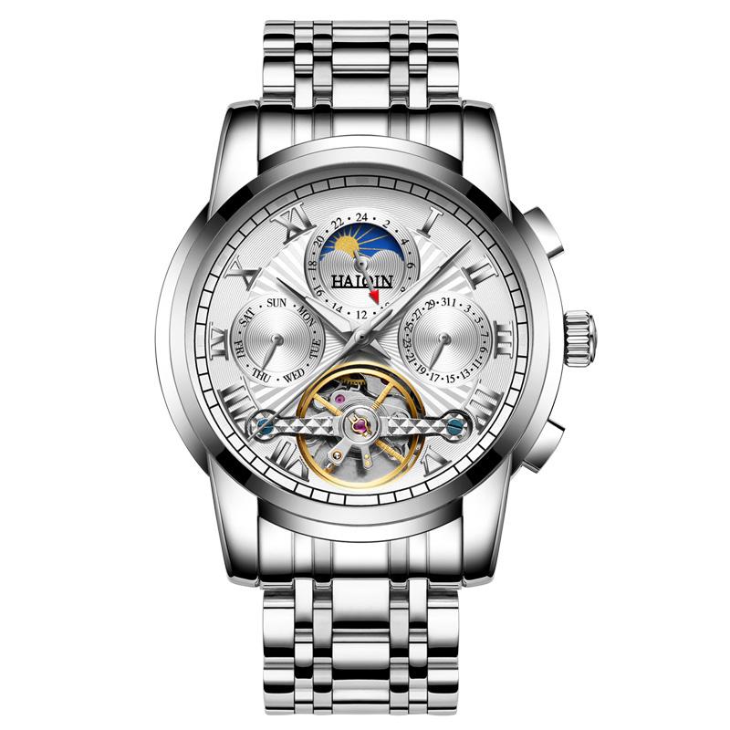 HAIQIN Мужские механические часы с турбийоном