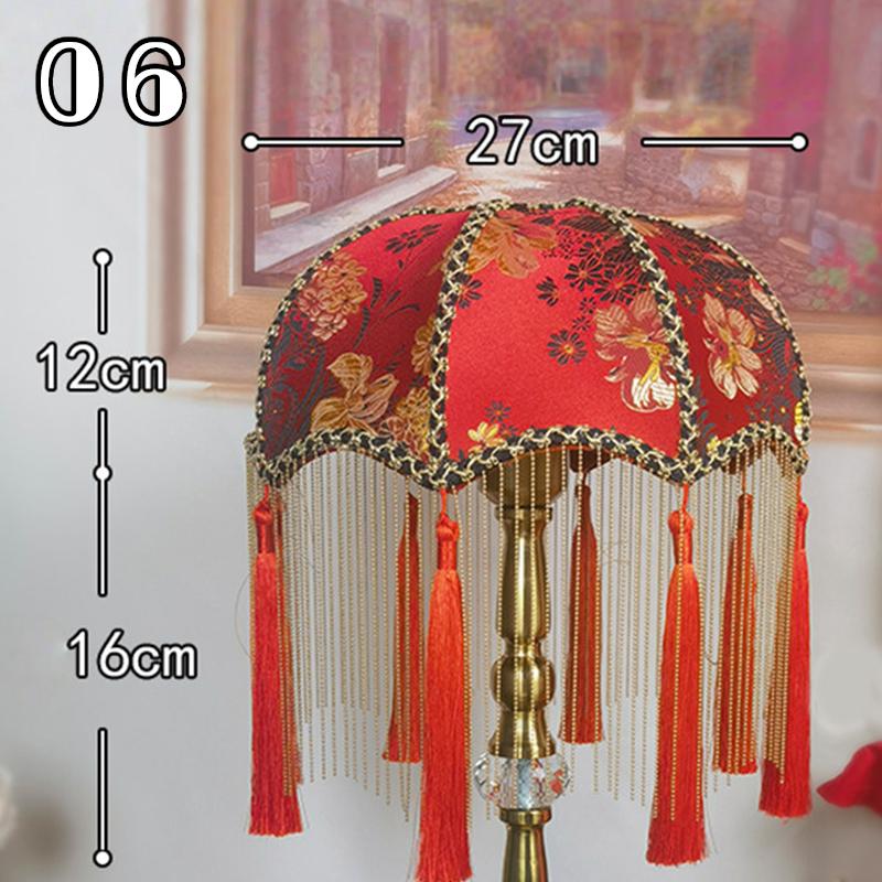 Retro Flannel Fabric Art Lampshade Luxury Pastoral E27 Bedroom Bedside Table Lamp Shade Hotel Home Decor Tassel Light Cover