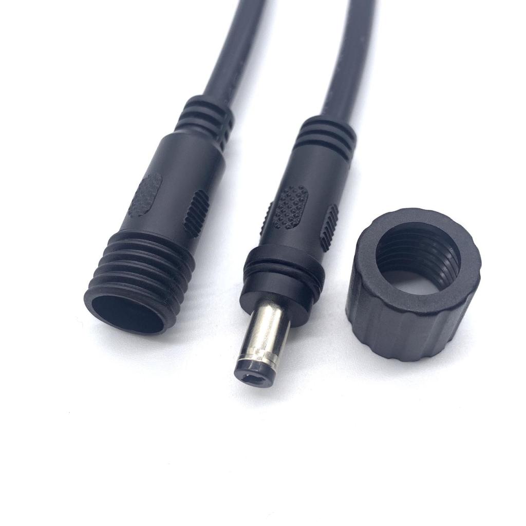 EGO Waterproof 5.5x2.1mm Male-Female DC Cable with Nut for Solar LED High-Current Power